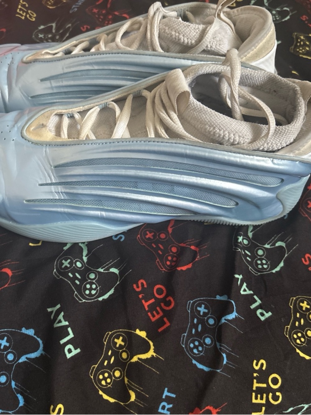 Light Blue Athletic Sneakers with Cream Accents